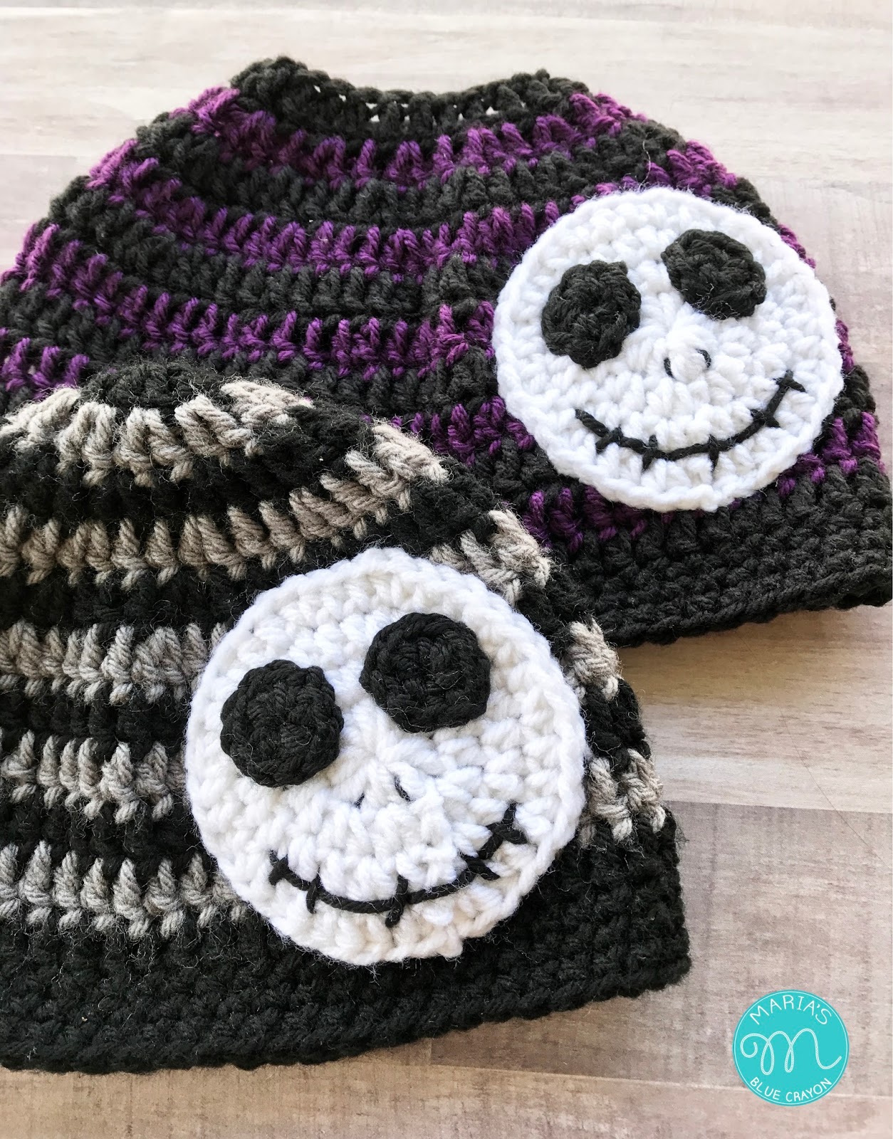 Skeleton Messy Bun Beanie Crochet Pattern - Maria's Blue Crayon